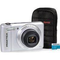 praktica luxmedia z212-s compact camera case  32 gb microsd memory card bundle - silver silver