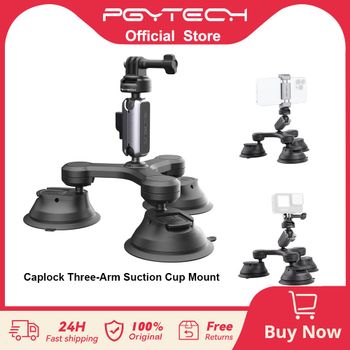 PGYTECH-Soporte de succión Triple CapLock para coche, accesorio con rotación de 360 ° para Gopro Hero 12/11/10/9/8 DJI POCKET 3 OSMO Action 4/3/Insta360