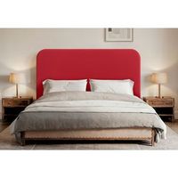 dhome cabecero rojo curvo con patas tapizado en polipiel 80cm altura 125cm para pared acustico absorbente cabezal cama dormitorio rojo 80cm