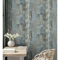 papel pintado vinilico ecologico listones de madera estilo tropical - oporto 679633 de gaulan - rollo de 10 m x 053 m
