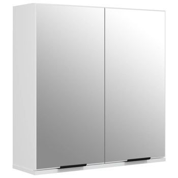 Armario De Baño | Mueble Baño Con Espejo Blanco 64x20x67 Cm