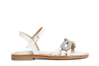 sandalias gilda de napa con accesorio de pedrería white