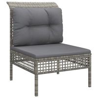 sofa central de jardin con cojin ratan sintetico gris vidaxl