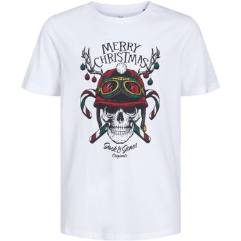 Jack & Jones Camiseta 12222475 JORCLAUS TEE SS CREW NECK XMAS JNR BRIGHT WHITE para niño