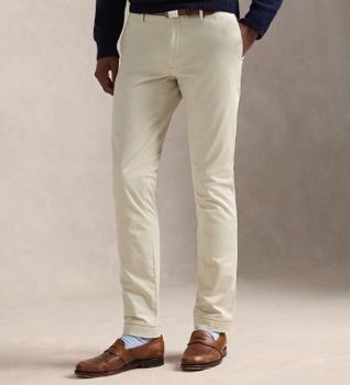 Polo Ralph Lauren para hombre. 710644988012 Pantalón Stretch Slim Fit beige (38/32), Casual, Algodón