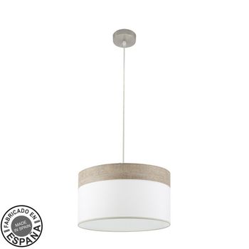 Colgante cloe 1xe27 niquel/blanca-madera gris regx40x40 cm