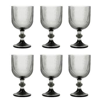 Juego de 6 copas vino vidrio gris 37 cl