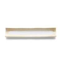 plato de servir de ceramica en blanco miel 39x8x3 cm