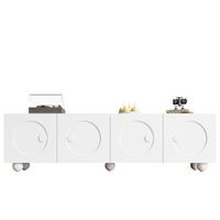mueble de tv 4 puertas relieve 3d mdf hierro urban meuble 1805x38x50 cm - blanco