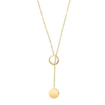 Cadena en y grabable de acero inoxidable chapado en oro