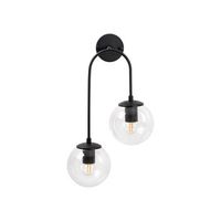 lampara de pared jewel-10570 negro metal vidrio 30x24x55 cm