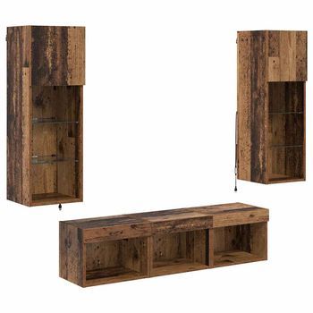 Unidades De Pared Para Tv Montaje En La Pared 5 Uds | Mueble De Salón | Gabinete De Tv Roble Negro