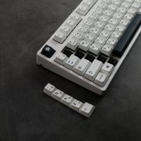 gmk-teclas minimalistas con tinte de perfil de cereza teclas pbt de sublimacion teclas de estilo blanco y negro para teclado mecanico personalizado gk61 japones