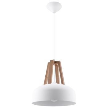 Lámpara de techo madera blanca y natural acero madera alt 85 cm