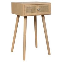 mesita de mdf y rattan 1 cajon marron 40x36x70h cm