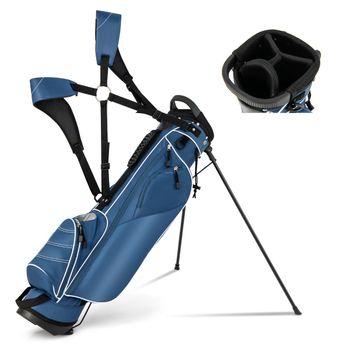 Costway Bolsa de Golf con Soporte 4 Divisores Superiores 4 Bolsillos Cremallera Bolsa Refrigeradora Portátil Liviana para Mujeres Hombres Azul