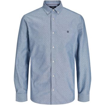 Jack & Jones Camisa manga larga 12250009 JPRBLUGREG DOBBY LOGO SHIRT L/S CASHMERE BLUE para hombre