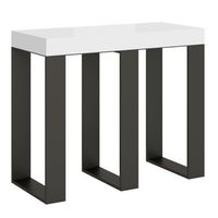 consola extensible blanca con patas de metal antracita 14 personas de 40 a 300 cm sivy