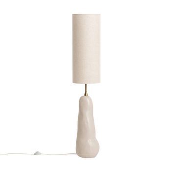 Lámpara De Pie Interior Cerámica Y Tela, Ø27cm, Pardo