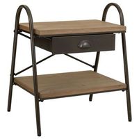 mesita de madera y metal marron 52x42x60h cm