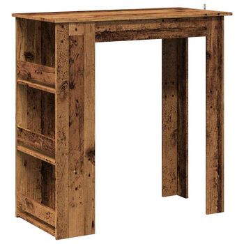 Mesa Bar Con Estante Almacenaje Envejecida 102x50x103,5 Cm