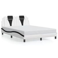 estructura de cama viana sin colchon cuero sintetico blanco negro 120x200cm vidaxl