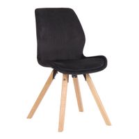 silla con patas de madera y asiento en terciopelo negro