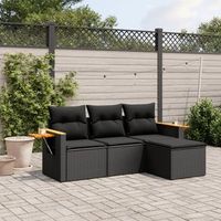 conjunto de sofas jardin 4 uds  mueble jardin mesa y sillas con cojines ratan sintetico negro cfw739396