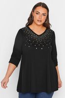 yours top negro de pico con tachas de estrellas mujer curvy y tallas grandes yours