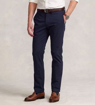 Polo Ralph Lauren para hombre. 710687424004 Pantalón chino Bedford Straight Fit marino (38/34), Casual, Algodón