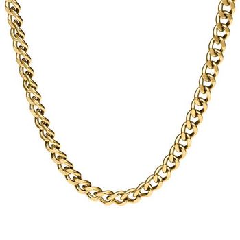 Cadena de eslabones tipo barbada de acero inoxidable chapado en oro de 6 mm de ancho
