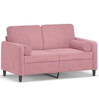 sofa de 2 plazas  sofa de salon  sofa de descanso con cojines terciopelo rosa 120 cm