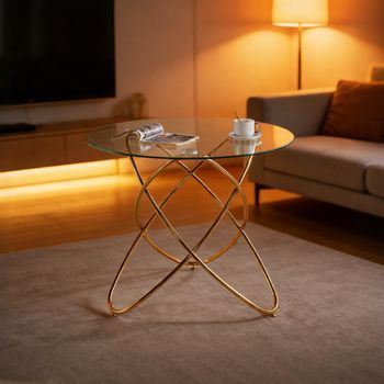 Sweiko Mesa Comedor Con Patas Metal Dorado Y Vidrio Templado, Ahorro De Espacio Para Cocina Y Salón