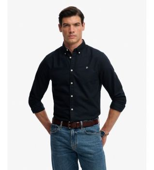 Superdry para hombre. M4011100A Camisa Preppy Oxford azul marino (L), Casual, Algodón, Clásico, Manga larga
