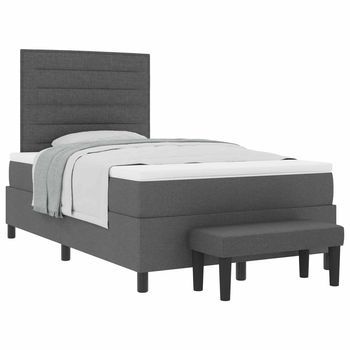Cama Tipo Box Spring Con Cabecera Gris Oscuro 120 X 190 Cm Tela Vidaxl