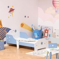 cama para ninos de 3 anos 143x74x59 cm azul y blanco homcom