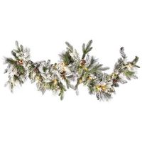 guirnalda de navidad blanco material sintetico efecto nieve pre iluminado luces led decoracion hogar 180 cm whitehorn