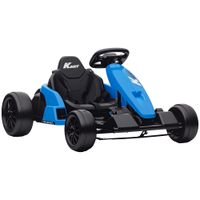 aiyaplay go-kart electrico 24v modo drift asiento ajustable arnes de 5 puntos funcion de musica claxon 6-12 anos azul   aosom espana