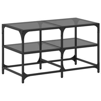 Mesa De Centro Superficie De Vidrio Acero Negra 78,5x40x45 Cm Vidaxl