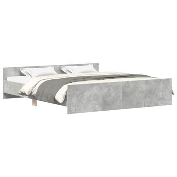 Estructura De Cama Con Cabecero Piecero Gris Hormigón 160x200cm Vidaxl