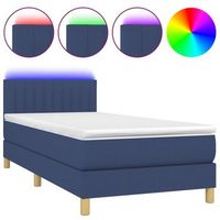 cama box spring con colchon y led tela azul 80x200 cm vidaxl
