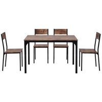 conjunto de comedor marron vintage con mesa y 4 sillas