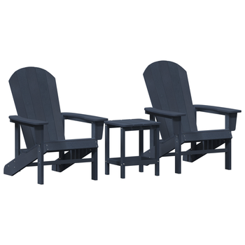 Conjunto De Lounge De Jardín De 3 Uds Azul Marino Hdpe Cfw866964