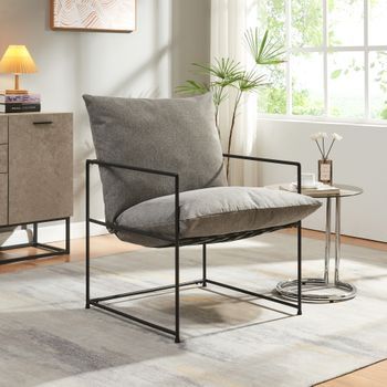 Sillón De Salón Utsjoki Con Cojin Lavable 90x61x70cm - Negro/gris [en.casa]