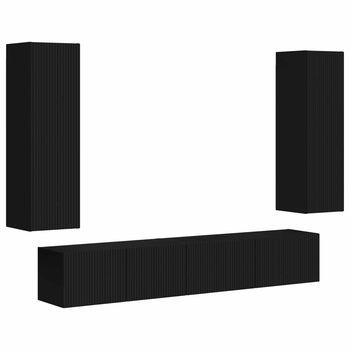 Conjunto De Mueble De Tv 3 Uds. Negro Madera De Ingeniería Vidaxl