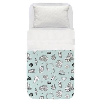 Cubrecama Infantil Cascos Azul -  Cama105x200 (205x280)