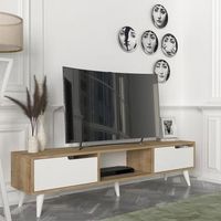 mueble de tv kullila 160x35x40 cm - efecto robleblanco encasa