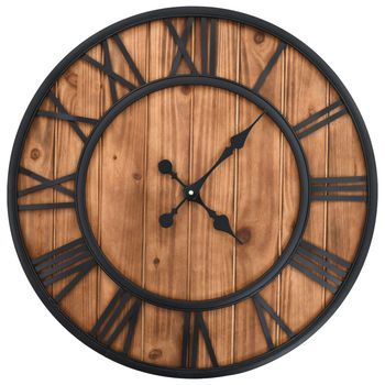 Reloj De Pared | Reloj Mural Vintage Movimiento Cuarzo Madera Metal 60 Cm Xxl Cfw168155 Cfw15133
