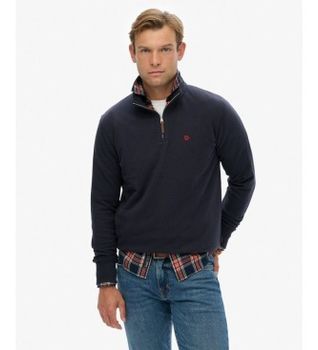 Superdry para hombre. M2014381A Sudadera con media cremallera Preppy Half marino (XL), Casual, Algodón, Manga larga