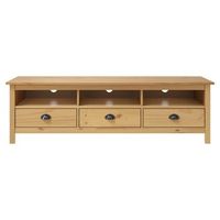 mueble de tv hill madera maciza pino marron miel 158x40x47 cm